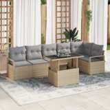 vidaXL set vrtnih kauča od 7 dijelova s jastučićima Bež Poli ratan | shoptok.hr