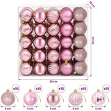  Set božićnih kuglica 75 kom. Ružičasta 6 cm Polistiren | shoptok.hr