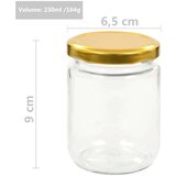 vidaXL Staklenke za džem sa zlatnim poklopcima 48 kom 230 ml | shoptok.hr
