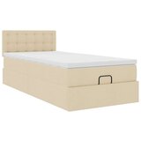 vidaXL Otomanski posteljni okvir z vzmetnico krem 80x200 cm blago, (21608881) | Shoptok.si