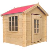 Timbela Zunanja otroška hiška, 13 mm deske - Lesena igralna hiška brez podov z rdečo streho V121 x 114 x 111 cm / 0,86 m2 - M570R-1, naravni les, (21813845) Cene