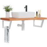  The Living Store Stenska polica za umivalnik jeklo in trdna bukovina - Polica Za Umivalnik, (21554397) | Shoptok.si