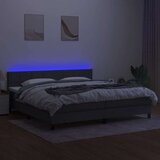  Box spring postelja z vzmetnico LED temno siva 200x200 cm blago, (20789237) | Shoptok.si