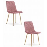  Stolica TURIN - Ružičasti Baršun / Noge u Boji Drveta x 2 | shoptok.hr