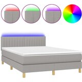 Krevet box spring s madracem LED svjetlosivi 140x190 cm tkanina | shoptok.hr