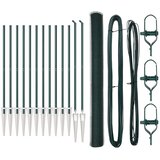 vidaXL Šestkotna ograja zelena 1.6x25 m jeklo, Ograjne stebri z zajemko 13 kos Ø32 mm 180 cm pocinkan jeklo | Shoptok.si