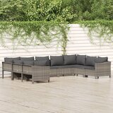Maison Chic Seti vrtnega pohištva - Vrtna garnitura - Vrtni pohištvo set 9-delna z blazinami siv poli ratan, (21807783) | Shoptok.si