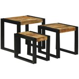 vidaXL Nesting miza 3 pcs Rjava in črna Trden robusten mangov les, (5000044780) | Shoptok.si