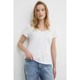 PepeJeans Bombažna kratka majica LUNA ženska, bela barva, PL505856