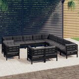 The Living Store Vrtna sedežna garnitura 13-delna z blazinami črna borovina - Vrtna Sedežna Garnitura, (21472965) | Shoptok.si