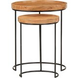 vidaXL 2-dijelni set stolića za kavu masivno bagremovo drvo i čelik | shoptok.hr