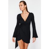 Trendyol Black Mini Woven Tie-Up Beach Dress Cene