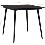  Vrtni blagovaonski stol crni 80 x 80 x 74 cm od čelika i stakla | shoptok.hr