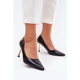Boto Lacquered Stiletto Heels With Golden Buckle Black Mivira | Shoptok.si