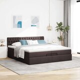 vidaXL Otomanski posteljni okvir z vzmetnico temno rjava 200x200 cm, (21670853) | Shoptok.si