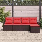  Vrtna sedežna garnitura z blazino 5 pcs Rjava Poly ratan, (5000063156) | Shoptok.si