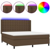  Box spring postelja z vzmetnico LED temno rjava 180x200cm blago, (20902178) | Shoptok.si