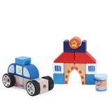 Bino Toys Barvne lesene gradbene kocke - Policija igralni komplet Cene