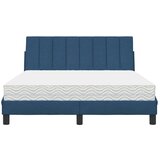  Postelja z vzmetnico modra 140x190 cm blago | Shoptok.si