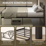  Metalni okvir kreveta s uzglavljem nosivost 300 kg 145D x 211Š x 106V cm crni | shoptok.hr