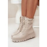 Boto Womens Platform Ankle Boots With Decorative Detail Insulated Light Beige Lyrana | Shoptok.si