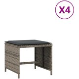  Vrtni taburei s jastucima 4 kom sivi 41x41x36 cm od poliratana | shoptok.hr