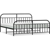  Metalni okvir kreveta uzglavlje i podnožje crni 193x203 cm | shoptok.hr