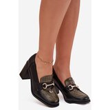 Boto Women's Low Heels Shoes With Embossing And Golden Detail Green-Black Novella | Shoptok.si