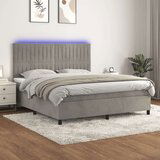  Box spring postelja z vzmetnico LED svetlo siva 160x200cm žamet, (20790161) Cene