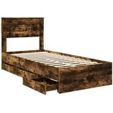 Krevetna konstrukcija s ladicama Dimljeni hrast 100 x 200 cm | shoptok.hr