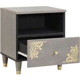 vidaXL Nočna omarica s predalom Siva 40 x 33 x 46 cm trden mangov les | Shoptok.si