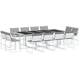 vidaXL 13-dijelni vrtni blagovaonski set s jastucima bijeli tekstilena | shoptok.hr