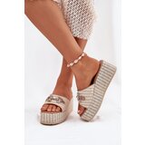 Boto Women's Wedge Sandals With Braiding And Decoration Beige Isolene | ePonuda.com