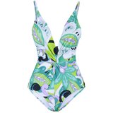 Trendyol green floral patterned ruffle detailed swimsuit Cene