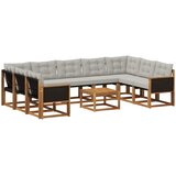  Set vanjskih sofa s jastukom 10 pcs Prirodna i Svjetlosiva | shoptok.hr