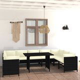  The Living Store Vrtna sedežna garnitura z blazinami 10-delna poli ratan črna - Vrtna Sedežna Garnitura, (21467607) Cene