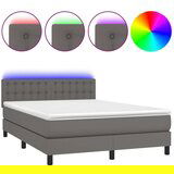  Box spring postelja z vzmetnico LED siva 140x200cm umetno usnje, (20790845) | Shoptok.si