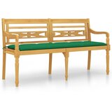vidaXL Klop Batavia z zeleno blazino 150 cm trdna tikovina, (20661838) | Shoptok.si