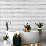  Foto tapeta - Snow Brick - Pattern Imitating a Brick Wall in White 100x70 Vodootporna | shoptok.hr