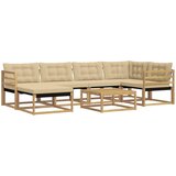  Set vanjskih sofa 7 kom. Bijela i bež Čvrsto drvo akacije | shoptok.hr