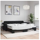 vidaXL Dnevni krevet na razvlačenje s madracima crni 90x190 cm baršun Cijene