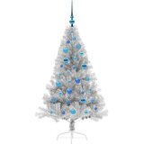 vidaXL Umjetno predsvijetljeno božićno drvce Srebrno 150 cm PET | shoptok.hr