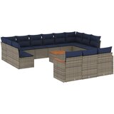 vidaXL Vrtni set s jastucima 14 dijelova sivi poliratan - Siva Sa stolom 1 | shoptok.hr