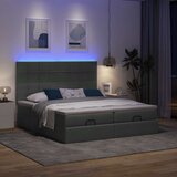 vidaXL Otomanski posteljni okvir z vzmetnicami siv 180x200 cm blago | Shoptok.si