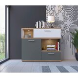Modern Living Komoda Twenty, Bela, Barva Hrasta, Barva Grafita | Shoptok.si