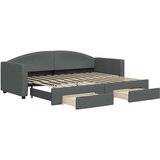 vidaXL Izvlečna dnevna postelja s predali temno siva 80x200 cm blago, (20937144) Cene