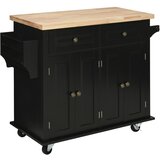 HOMCOM Kuhinjski voziček s predali, omaricami, stojalom za začimbe in 4 kolesi, les in MDF, 111x44,5x82,5 cm, črn, (20754064) Cene