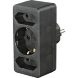 Hama 223216 trojni adapter za vtičnico, 1x ozemljena, 2x evro, črn | Shoptok.si
