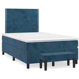 vidaXL Box spring postelja z vzmetnico temno moder 120x190 cm žamet Cene