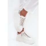 Boto Women's Sneakers on Platform with Decorative Lacing and Glitter White Belmira | Shoptok.si